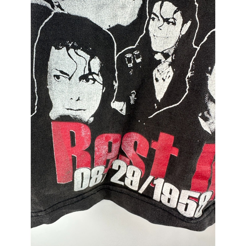 MICHAEL JACKSON T-Shirt M GRIFFIN Brand Black Cotton RIP Distressed Flawed *Read - Picture 7 of 13